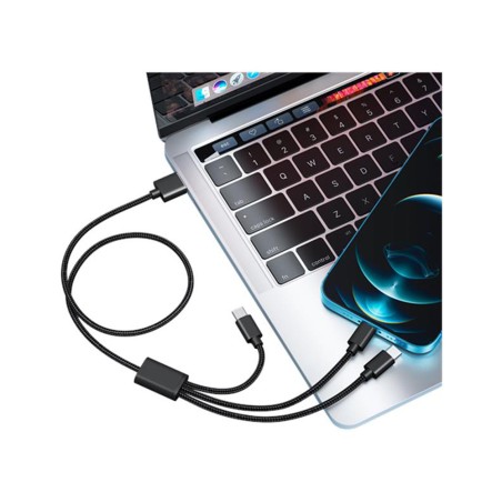 Cable veger usb a usb c 20 15m negro 3 en 1