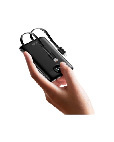 Powerbank veger 10000mah pantalla lcd 2 cables integrados