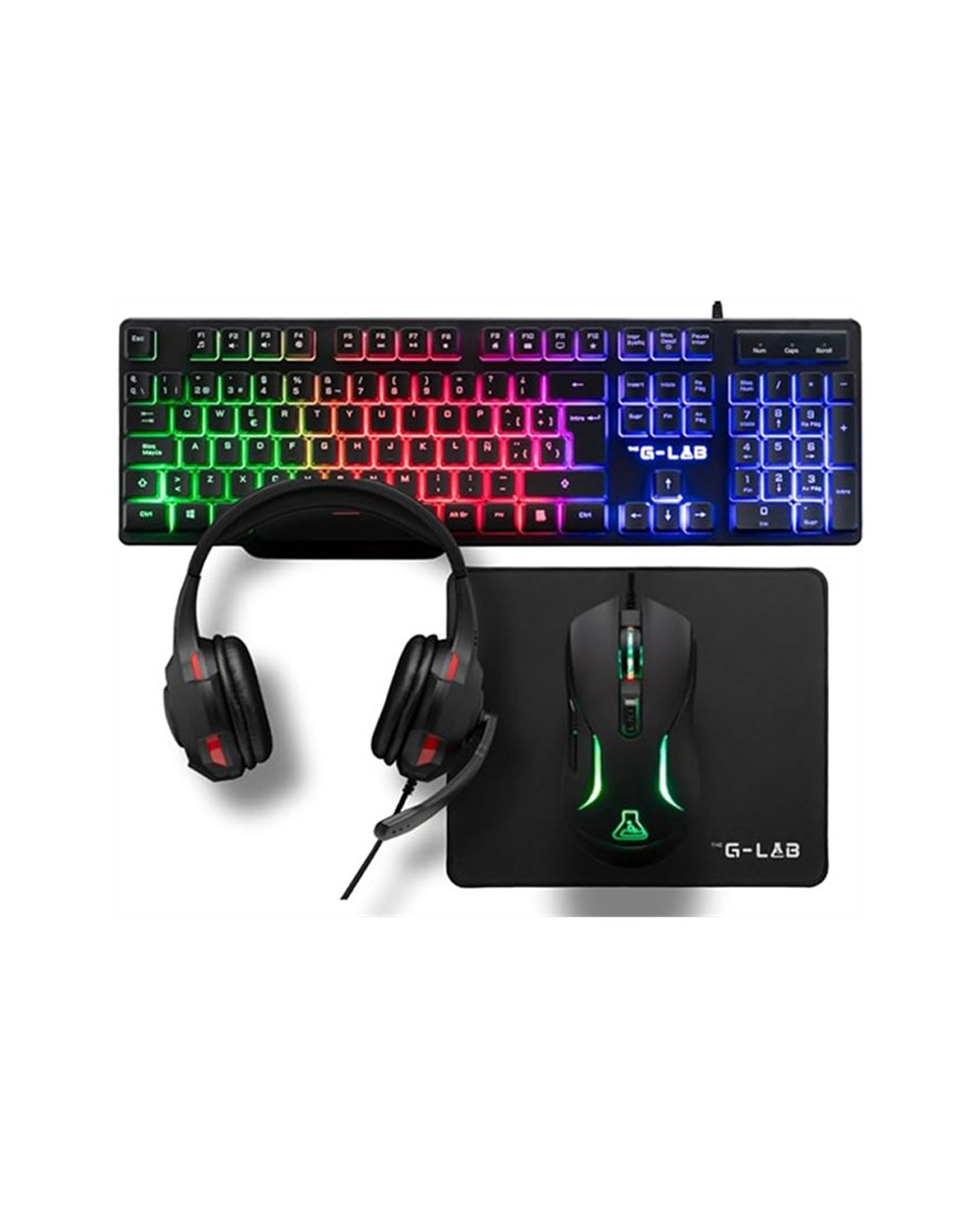 Set teclado raton gaming the g lab combo sulfur sp 4 en 1 alfombrilla y auriculares