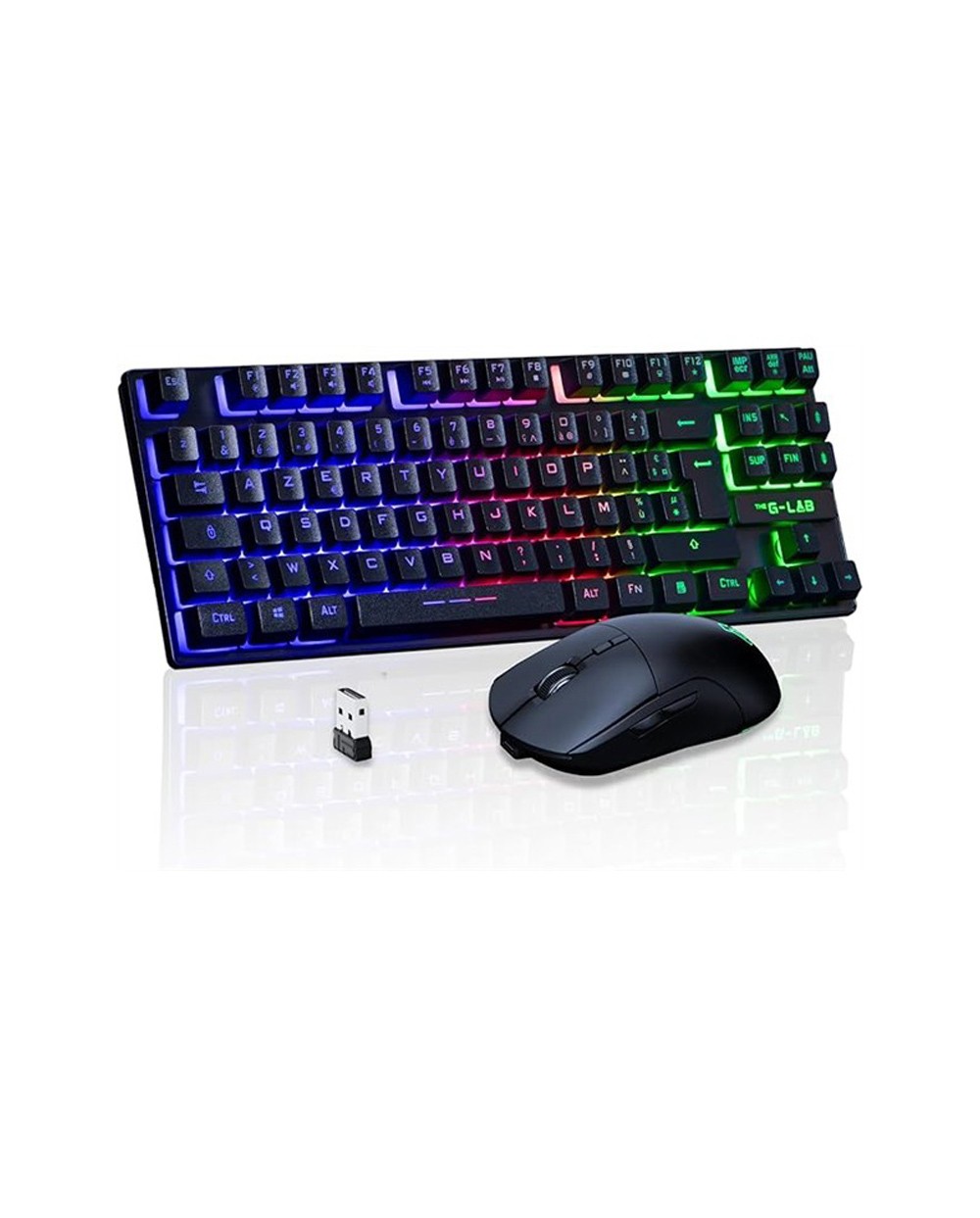 Set teclado raton gaming the g lab combo oxy ex sp 2 en 1 inalambrico rainbow
