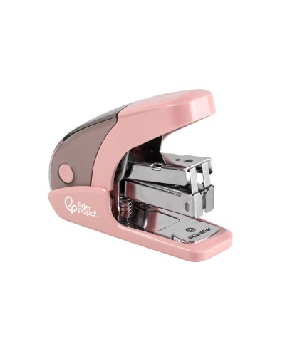 Grapadora liderpapel micro con regalo de caja de 1000 grapas 24 6 26 6 capacidad 20 hojas rosa
