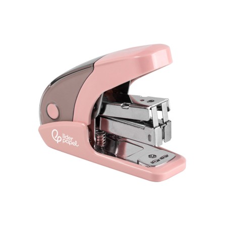 Grapadora liderpapel micro con regalo de caja de 1000 grapas 24 6 26 6 capacidad 20 hojas rosa