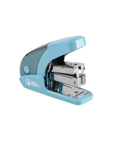 Grapadora liderpapel micro con regalo de caja de 1000 grapas 24 6 26 6 capacidad 20 hojas celeste