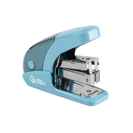 Grapadora liderpapel micro con regalo de caja de 1000 grapas 24 6 26 6 capacidad 20 hojas celeste