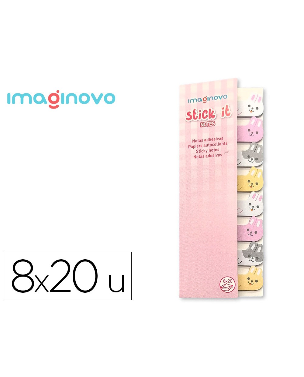 Bloc notas adhesivas imaginovo marcapaginas conejo 120 hojas 8x15x48 mm
