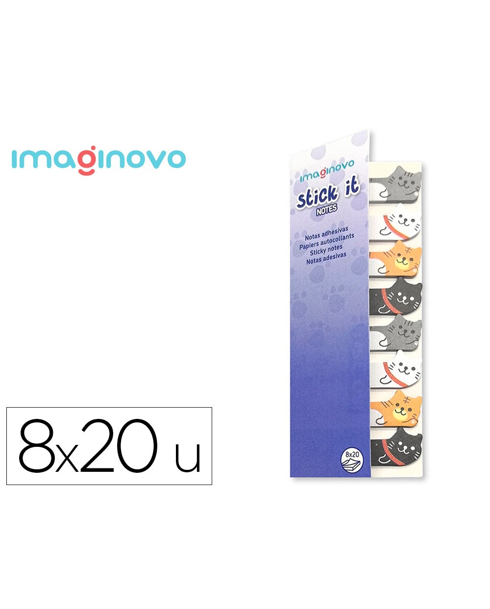 Bloc notas adhesivas imaginovo marcapaginas gato 120 hojas 8x15x48 mm