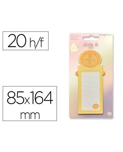 Bloc notas adhesivas imaginovo letter con mensaje trasero leon 20 hojas 85x164 mm