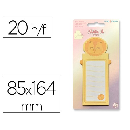 Bloc notas adhesivas imaginovo letter con mensaje trasero leon 20 hojas 85x164 mm