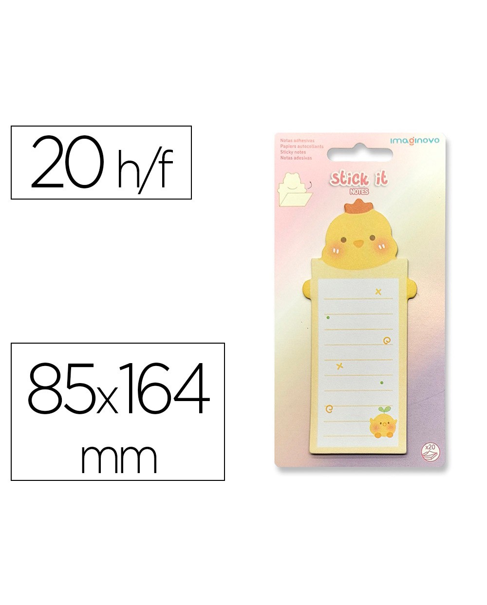 Bloc notas adhesivas imaginovo letter con mensaje trasero pollito 20 hojas 85x164 mm