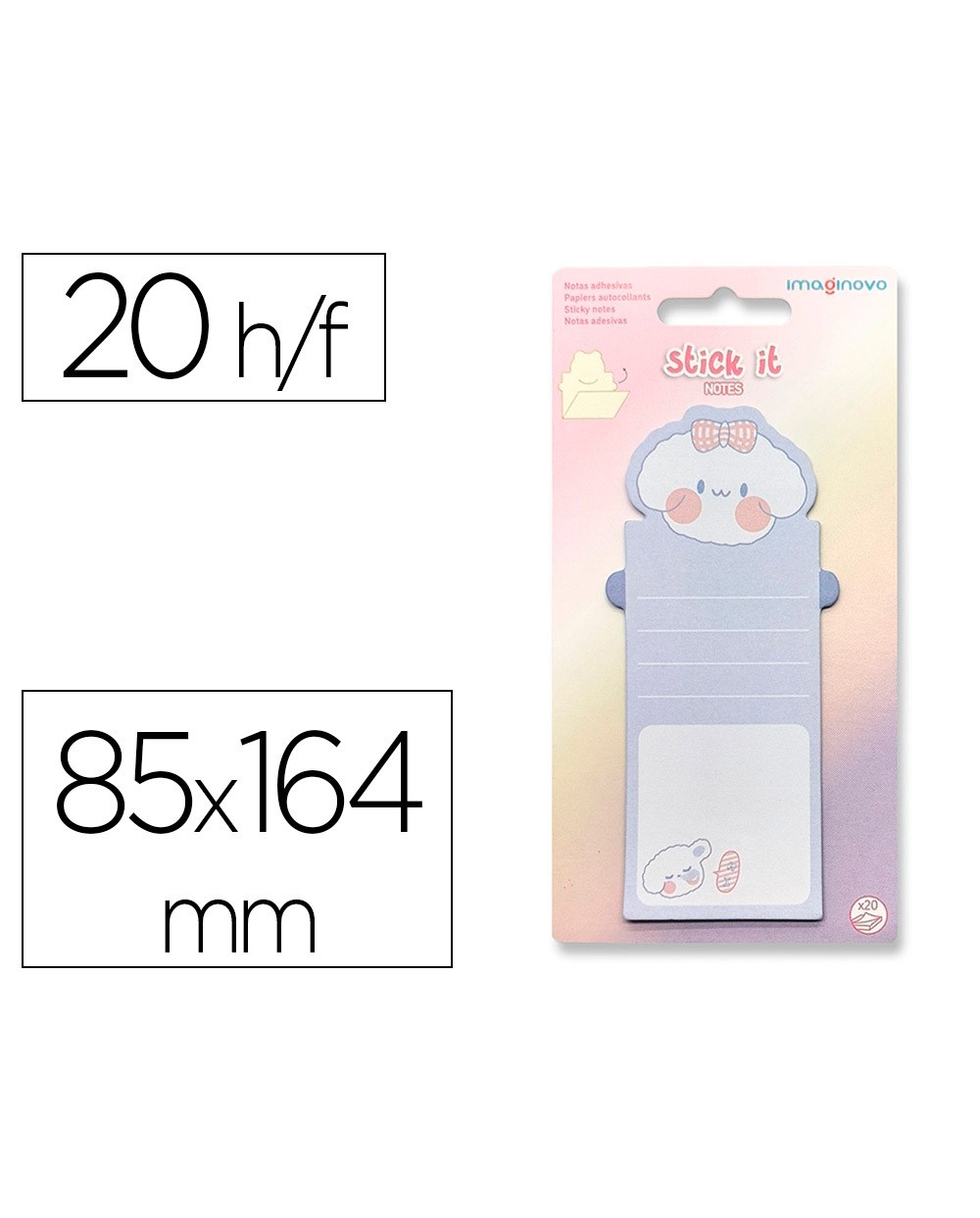 Bloc notas adhesivas imaginovo letter con mensaje trasero perro 20 hojas 85x164 mm