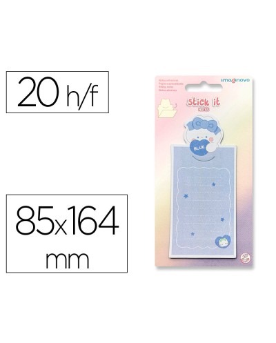 Bloc notas adhesivas imaginovo letter con mensaje trasero conejito azul 20 hojas 85x164 mm