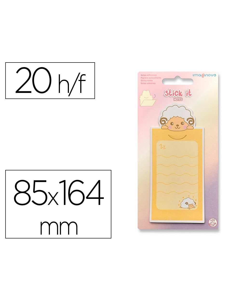 Bloc notas adhesivas imaginovo letter con mensaje trasero cabra 20 hojas 85x164 mm