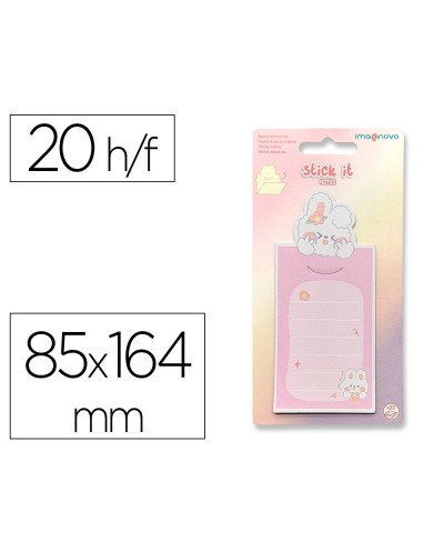 Bloc notas adhesivas imaginovo letter con mensaje trasero conejito rosa 20 hojas 85x164 mm