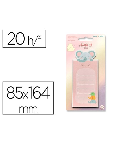 Bloc notas adhesivas imaginovo letter con mensaje trasero elefante 20 hojas 85x164 mm