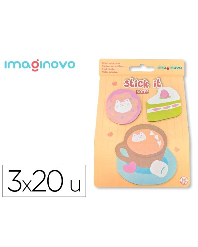Bloc notas adhesivas imaginovo foodies cafe 20 hojas tamanos surtidos