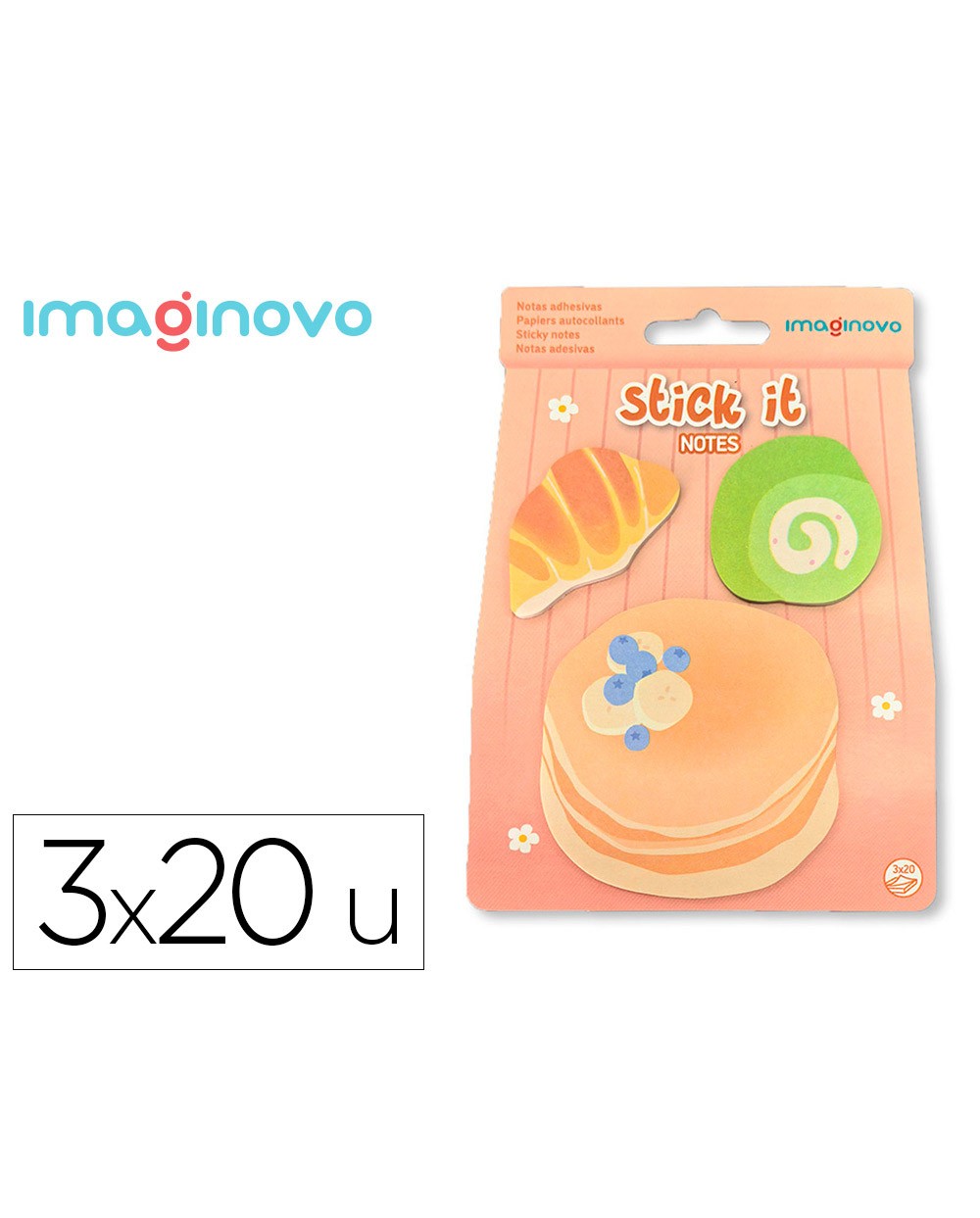 Bloc notas adhesivas imaginovo foodies tortitas 20 hojas tamanos surtidos