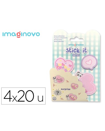 Bloc notas adhesivas imaginovo surprise pegatina sorpresa 20 hojas tamanos surtidos azul