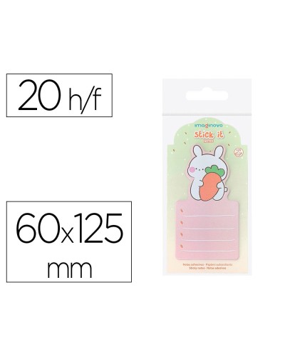Bloc notas adhesivas imaginovo bunny con soporte 20 hojas naranja 60x125 mm