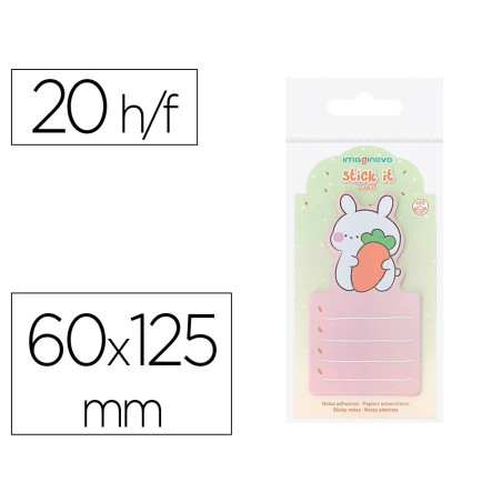 Bloc notas adhesivas imaginovo bunny con soporte 20 hojas naranja 60x125 mm