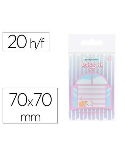 Bloc notas adhesivas imaginovo meow 20 hojas ventana 70x70 mm