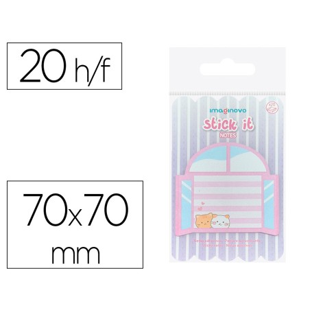 Bloc notas adhesivas imaginovo meow 20 hojas ventana 70x70 mm