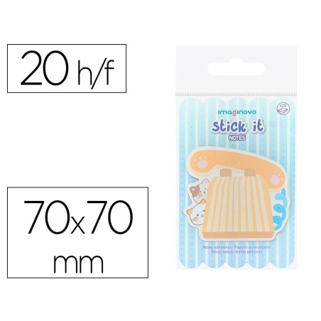 Bloc notas adhesivas imaginovo meow 20 hojas telefono 70x70 mm