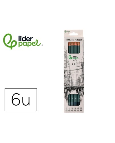Lapices de dibujo liderpapel caja 6 unidades durezas surtidas certificado fsc