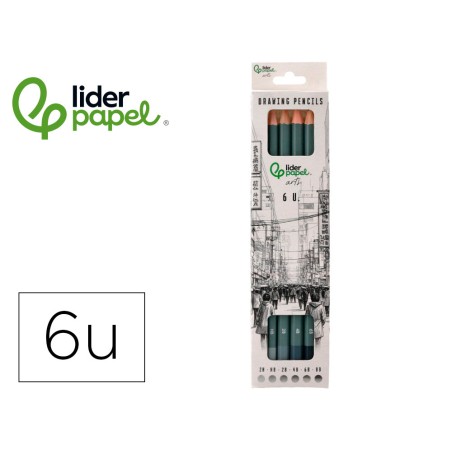Lapices de dibujo liderpapel caja 6 unidades durezas surtidas certificado fsc