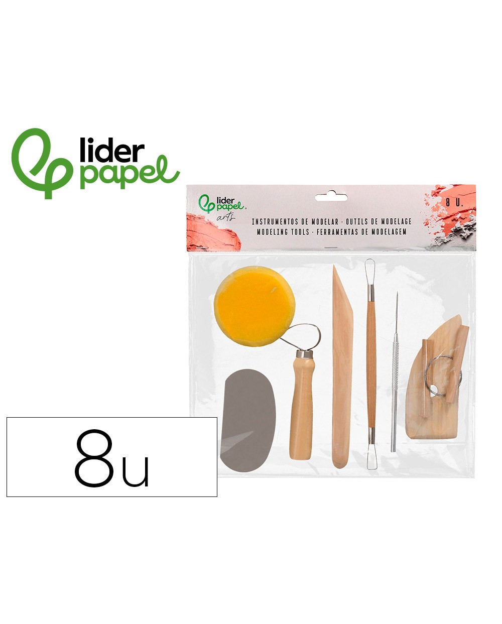 Instrumentos de modelar liderpapel pack 8 herramientas surtidas certificado fsc