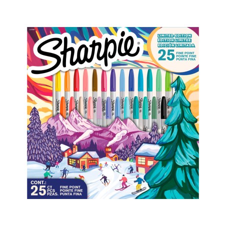 Rotulador sharpie permanente punta fina edicion limitada caja de 25 unidades colores surtidos