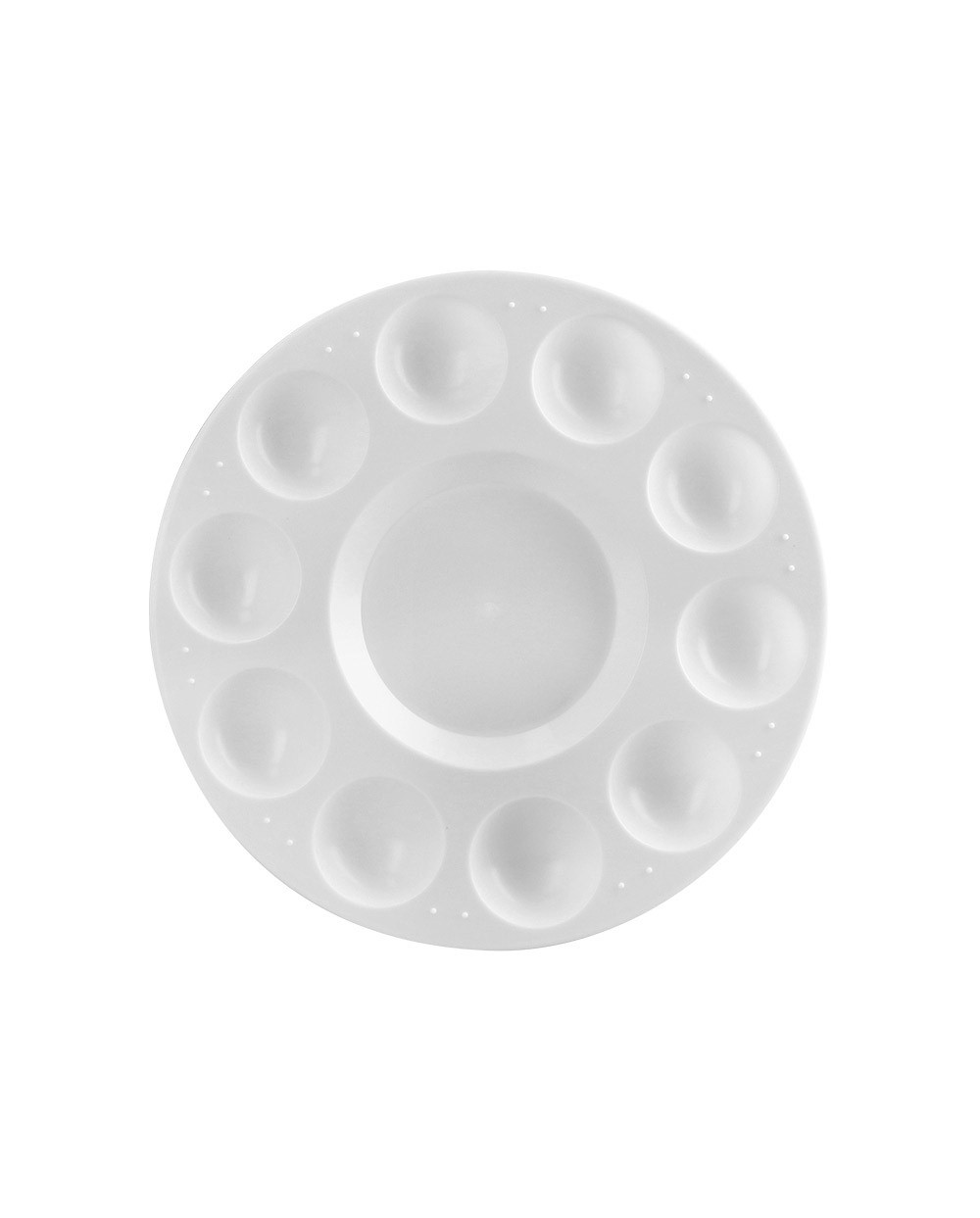 Paleta plastico liderpapel para pintura redonda con 10 huecos 17 cm