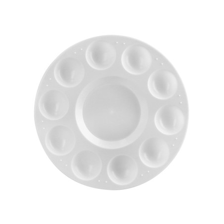Paleta plastico liderpapel para pintura redonda con 10 huecos 17 cm