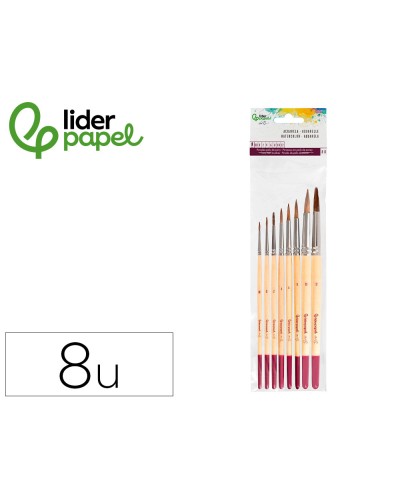 Pinceles de pelo de pony lider papel virola cromada blister de 8 unidades surtidas certificado fsc