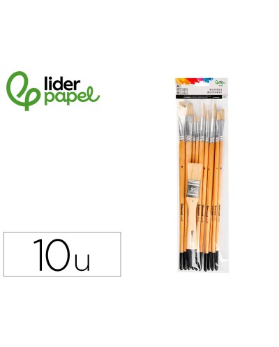 Pinceles de pelo de cerda liderpapel puntas surtidas bolsa de 11 unidades certificado fsc