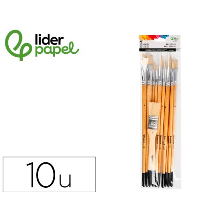 Pinceles de pelo de cerda liderpapel puntas surtidas bolsa de 11 unidades certificado fsc