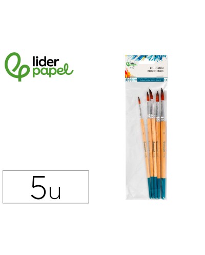 Pinceles sinteticos liderpapel punta redonda bolsa de 5 unidades tamanos surtidos certificado fsc