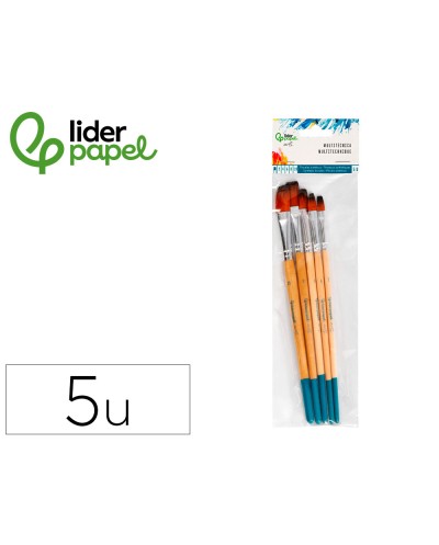 Pinceles sinteticos liderpapel punta plana bolsa de 5 unidades tamanos surtidos certificado fsc