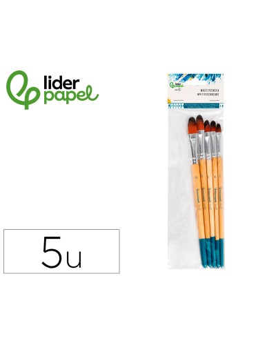 Pinceles sinteticos liderpapel punta lengua gato bolsa de 5 unidades tamanos surtidos certificado fsc