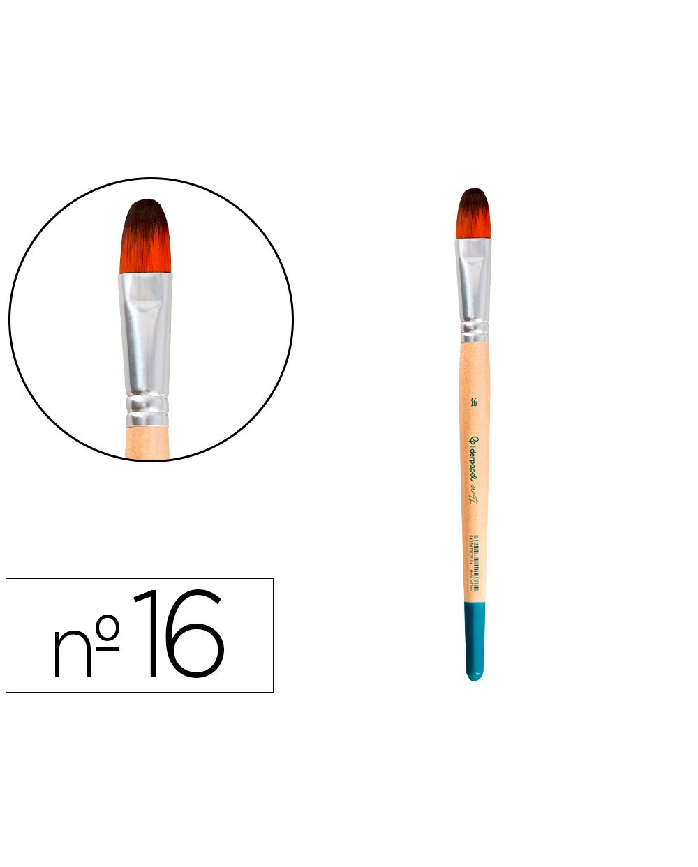 Pincel para pintura acrilica y acuarela liderpapel n 16 punta filbert lengua gato de pelo sintetico certificado