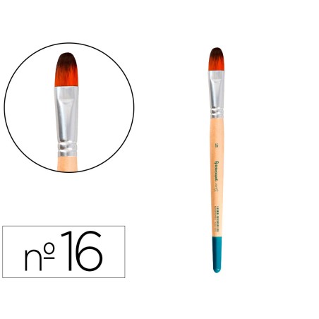 Pincel para pintura acrilica y acuarela liderpapel n 16 punta filbert lengua gato de pelo sintetico certificado