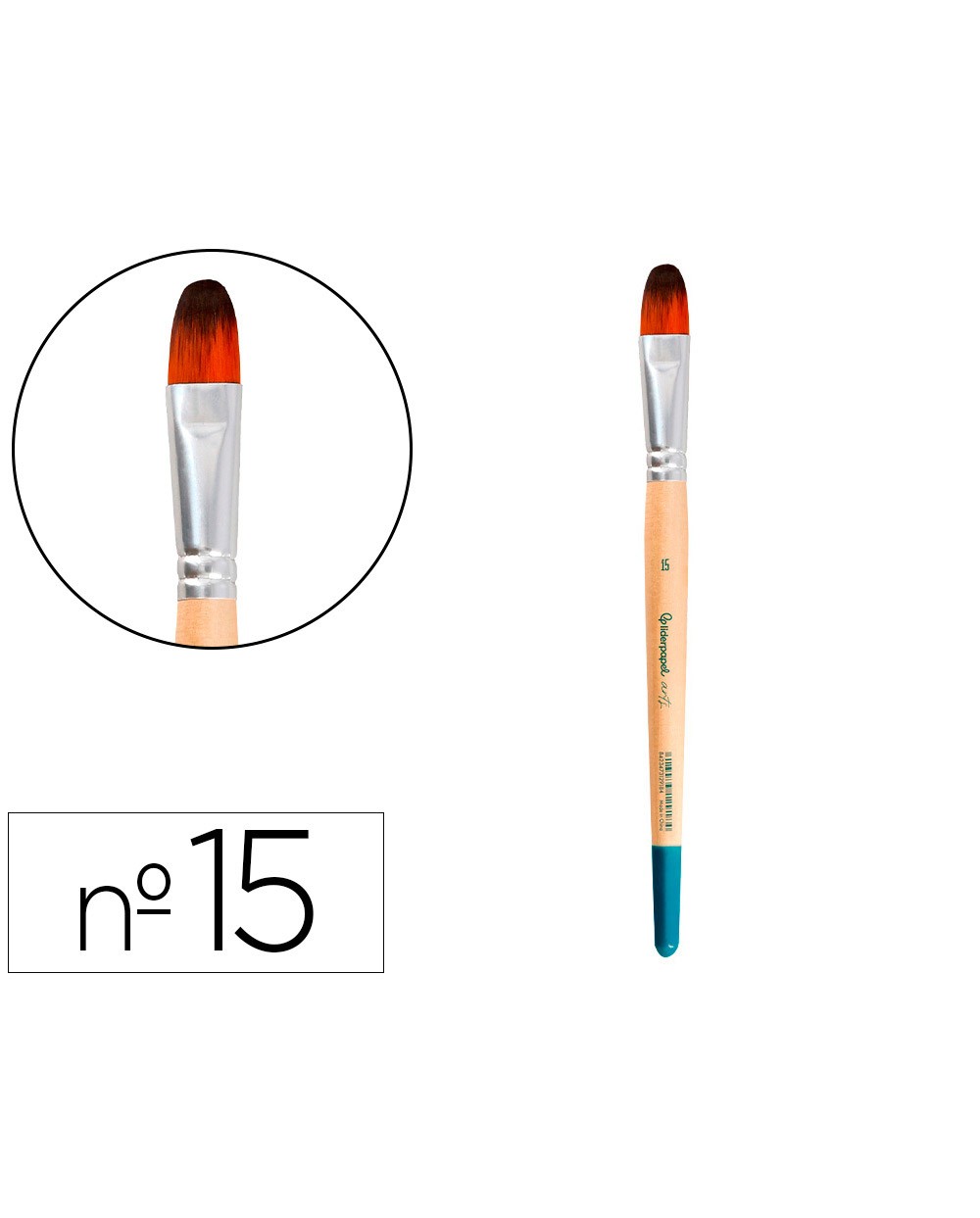 Pincel para pintura acrilica y acuarela liderpapel n 15 punta filbert lengua gato de pelo sintetico certificado