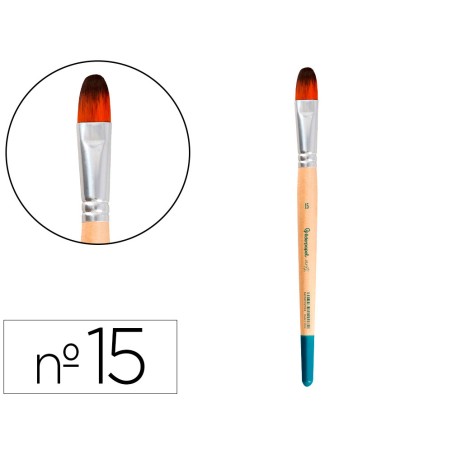 Pincel para pintura acrilica y acuarela liderpapel n 15 punta filbert lengua gato de pelo sintetico certificado