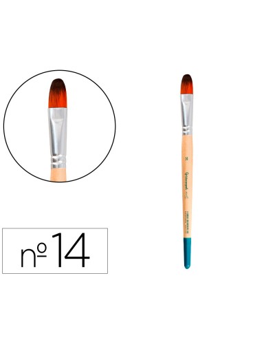 Pincel para pintura acrilica y acuarela liderpapel n 14 punta filbert lengua gato de pelo sintetico certificado