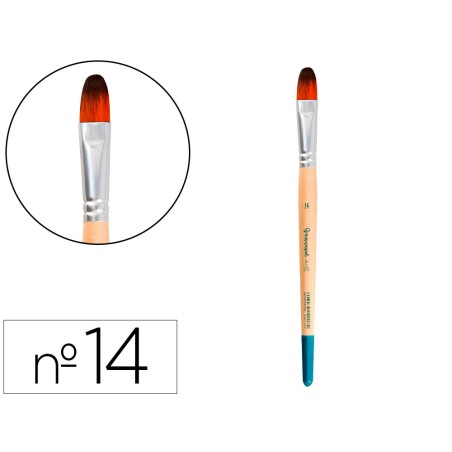 Pincel para pintura acrilica y acuarela liderpapel n 14 punta filbert lengua gato de pelo sintetico certificado