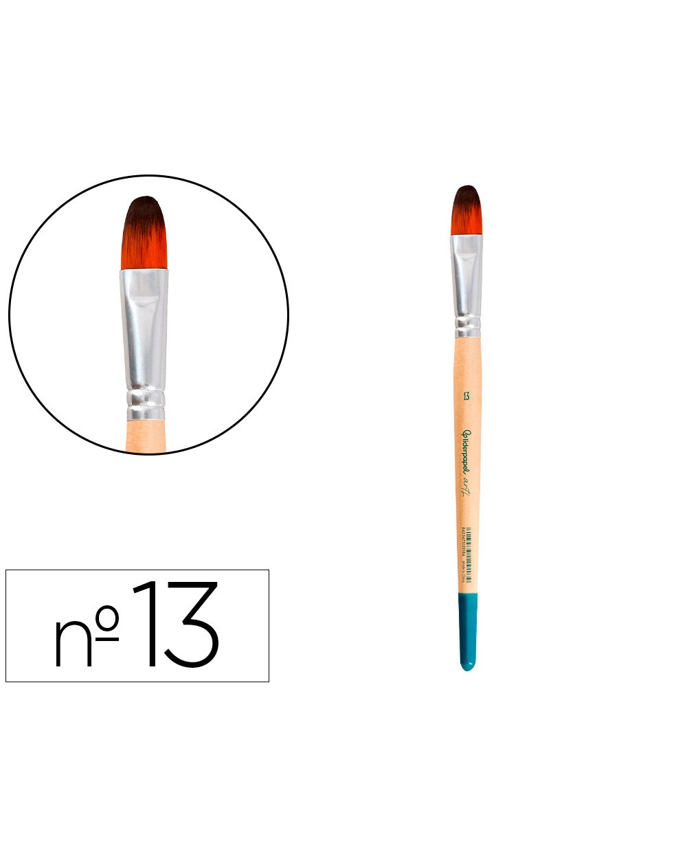 Pincel para pintura acrilica y acuarela liderpapel n 13 punta filbert lengua gato de pelo sintetico certificado
