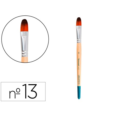 Pincel para pintura acrilica y acuarela liderpapel n 13 punta filbert lengua gato de pelo sintetico certificado