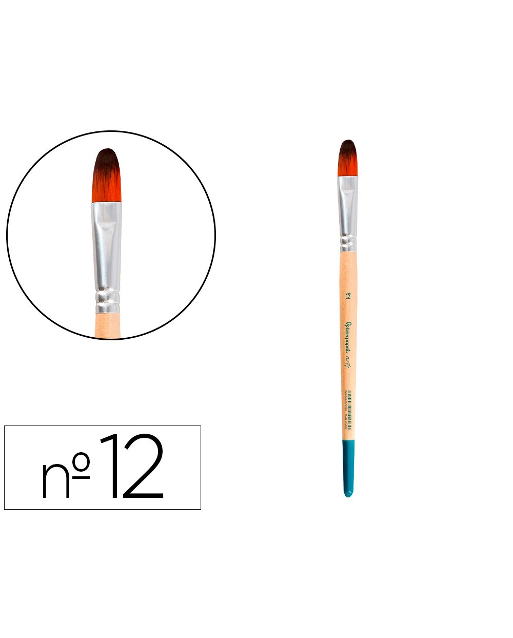 Pincel para pintura acrilica y acuarela liderpapel n 12 punta filbert lengua gato de pelo sintetico certificado