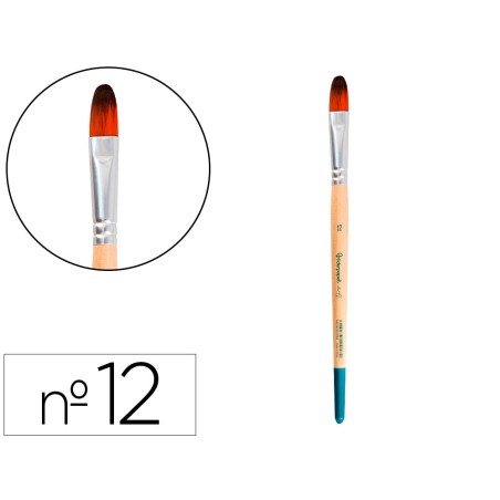 Pincel para pintura acrilica y acuarela liderpapel n 12 punta filbert lengua gato de pelo sintetico certificado