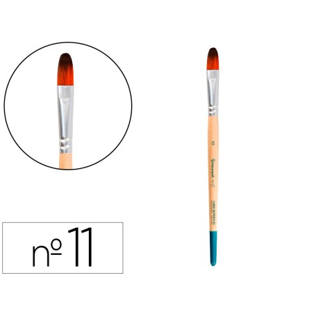 Pincel para pintura acrilica y acuarela liderpapel n 11 punta filbert lengua gato de pelo sintetico certificado