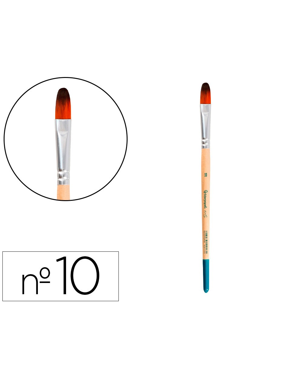 Pincel para pintura acrilica y acuarela liderpapel n 10 punta filbert lengua gato de pelo sintetico certificado